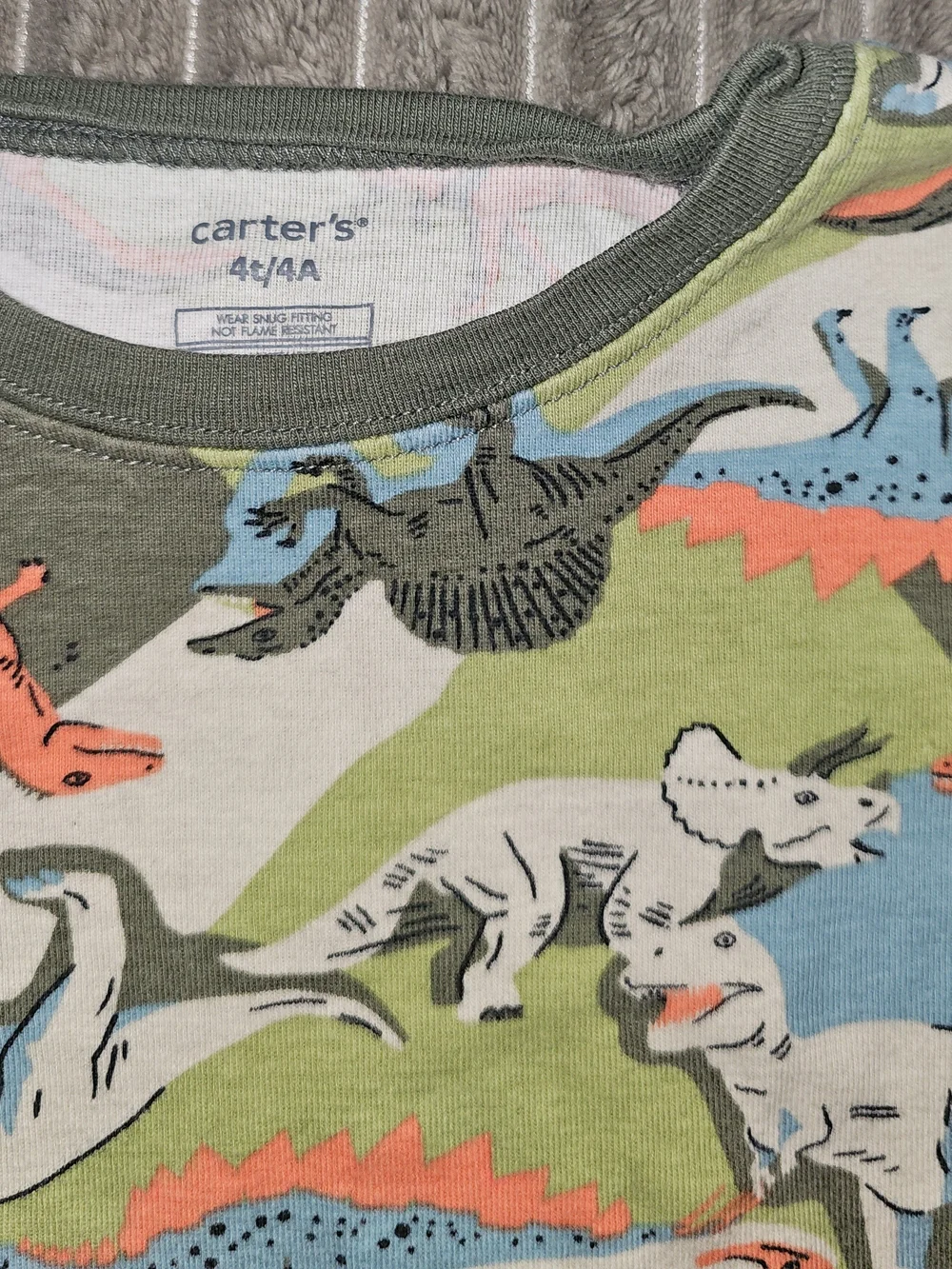 Carters Kids' Dinosaur Print Two-Piece Pajamas - Green Multi Camo - K10